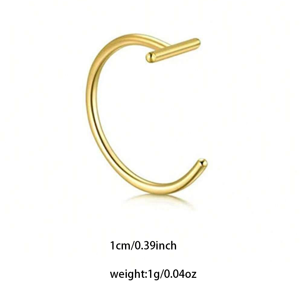 Horizontal Bar C-Shaped Nose Ring, Non-Pierced Septum Jewelry